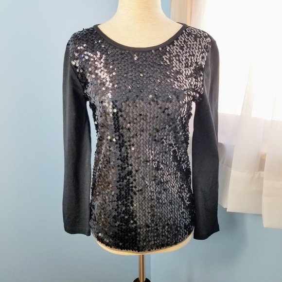 J. Crew Sequin Front Long Sleeve Top - Picture 4 of 4
